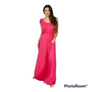 White Birch Santa Monica Full Size Flutter Sleeve Maxi Dress